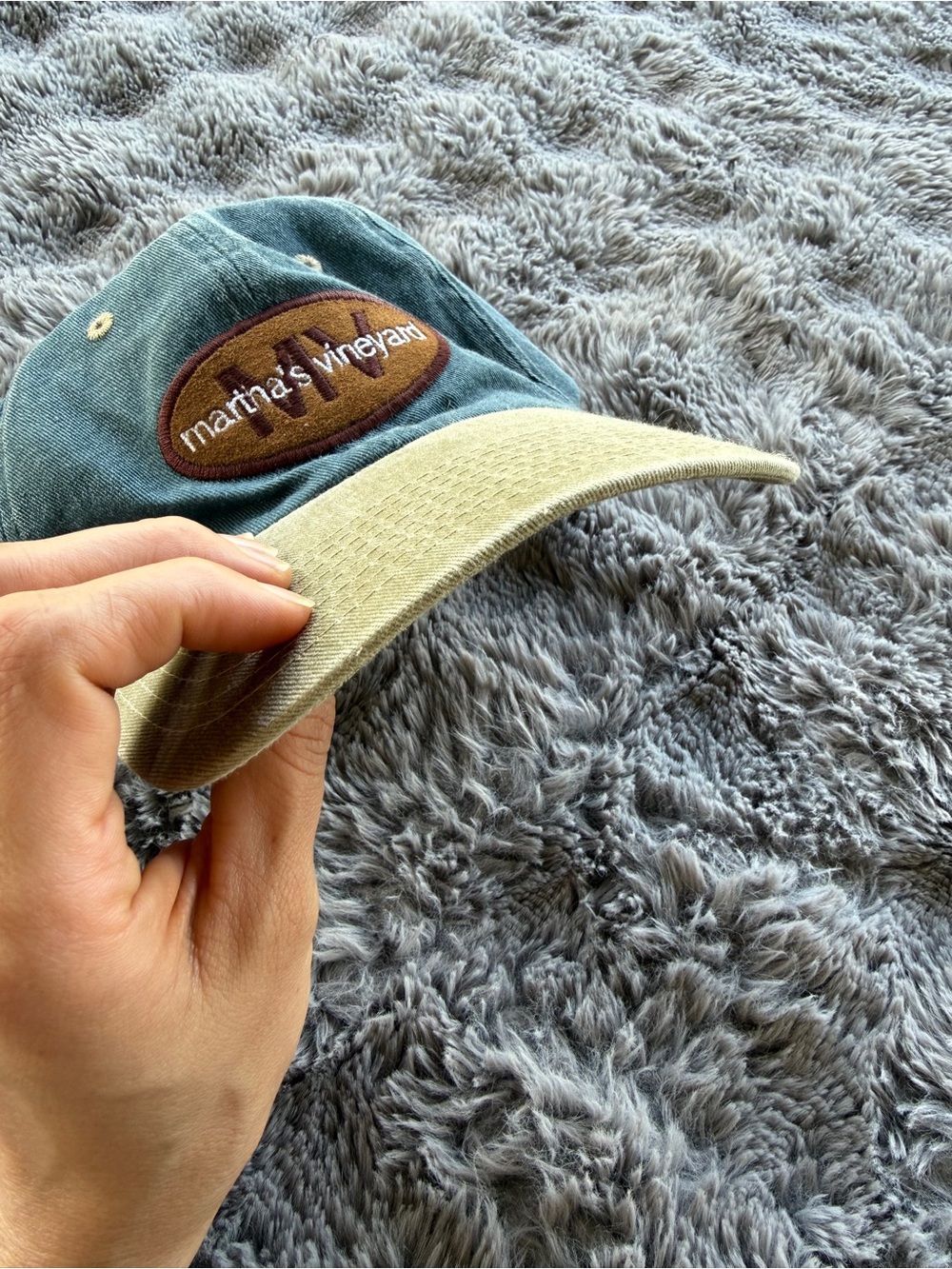 Vintage 90's Martha's Vineyard Logo Baseball Cap - Teal & Khaki - Picture 2 of 4